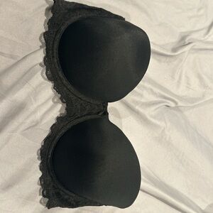 34D Strapless Black Lace Bra